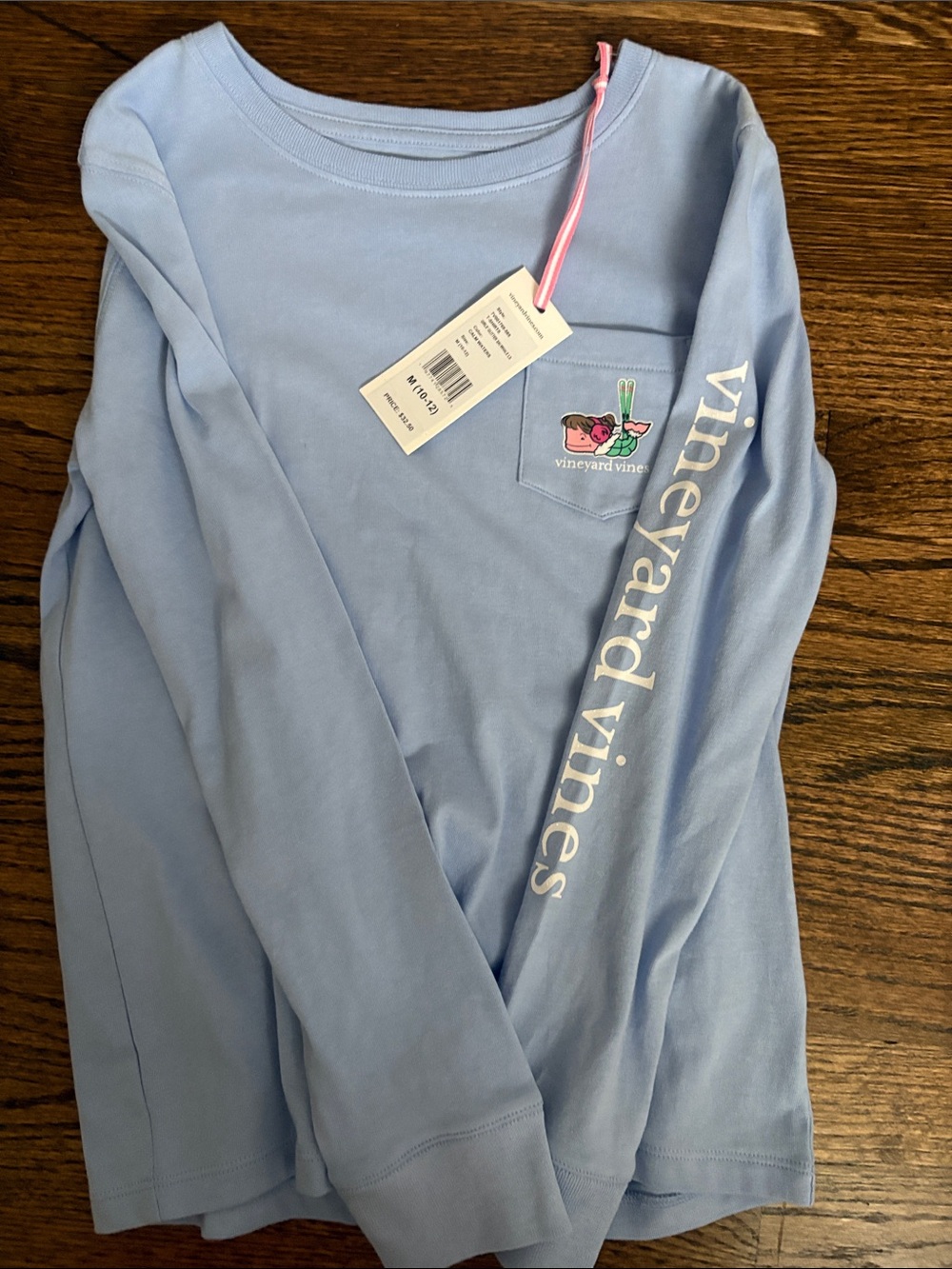 Vineyard Vines Light Blue Long Sleeve Tee with Pocket Logo